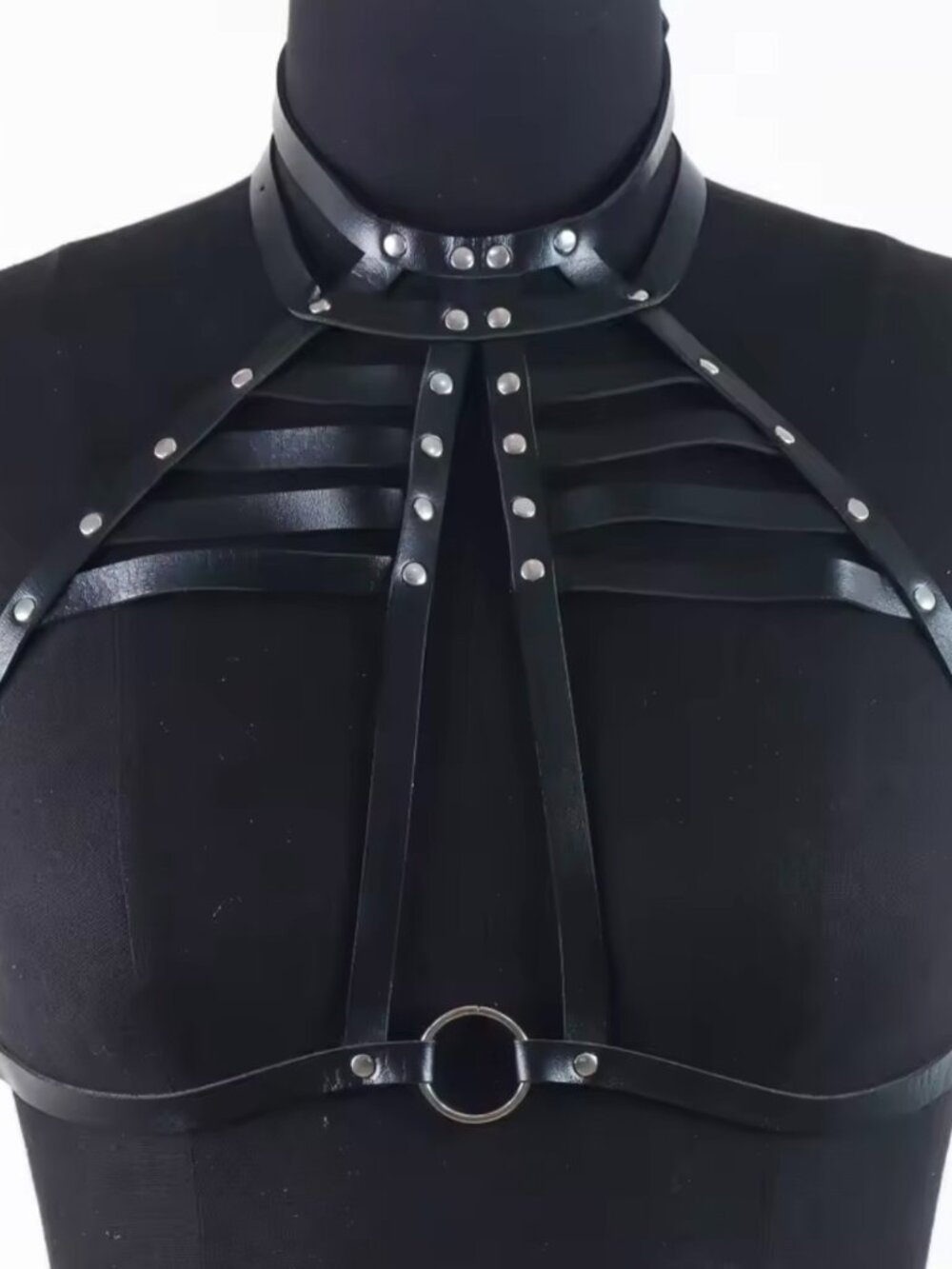 Black Strappy O-Ring Harness Belt - Women